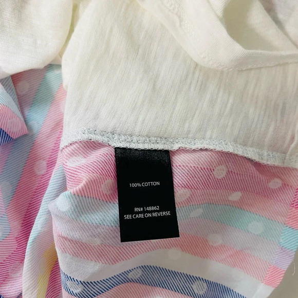 torrid NWT 100% Cotton White Multicolor Striped Back Mixer Tee 2X Women’s - Picture 10 of 11
